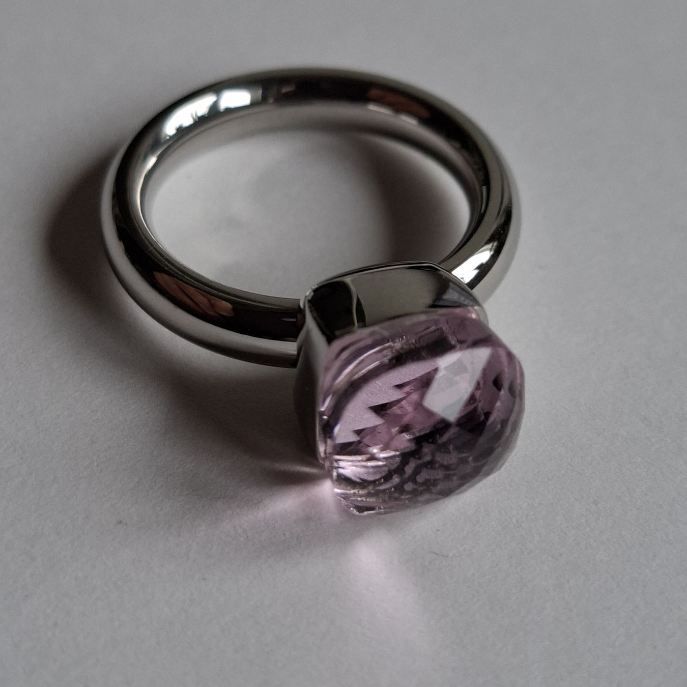 Anelli: Ring Edelstahl rosa Stein Nudo Schliff Gr. 52 – Usato da Barzheim venduto da spitz01 3