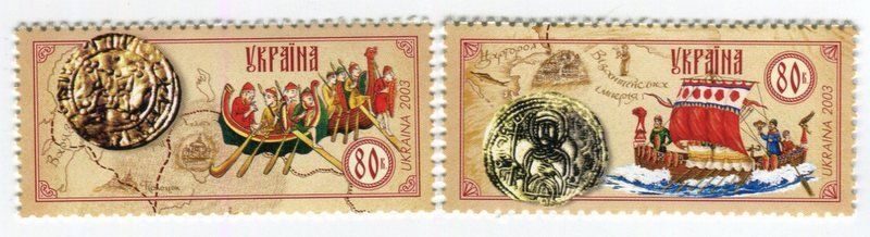 Tutti i francobolli: Briefmarken "Wikingerschiffe". Ukraine. – Nuovo e nell'imballaggio originale da Basel venduto da Butsch5