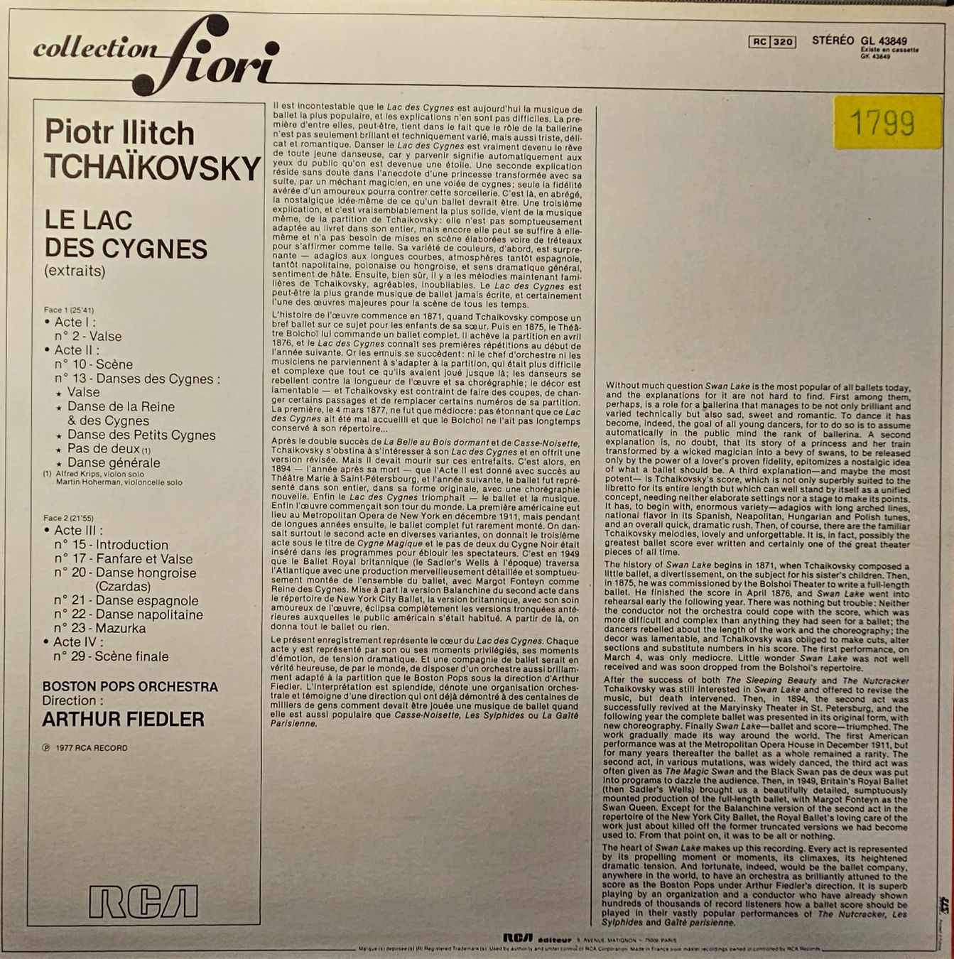 Schallplatten: Tchaikovsky - Le Lac des cygnes – Gebraucht aus Wahlen b. Laufen von Cg10 1