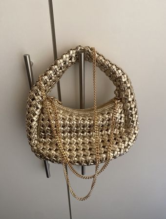 Handtasche gold geflochten Kette neuwertig