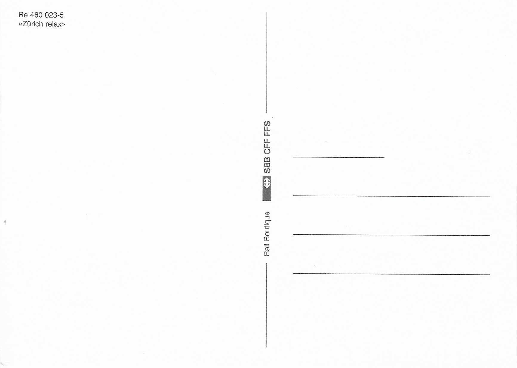 Cartoline postali: Re 460 023-5 "Zrich relax" – Nuovo (secondo la descrizione) da Rothrist venduto da Stranglehold 1