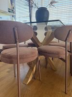 DINING TABLE WITH GLASS TOP & WOODEN FRAME 160 X 80 CM