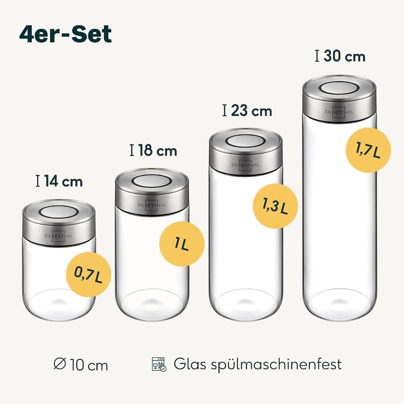 Bicchieri: Vorratsgläser 4er Set Mix mit Klickdeckel stapelbar – Nuovo e nell'imballaggio originale da Schaffhausen venduto da Helvetiqo 2