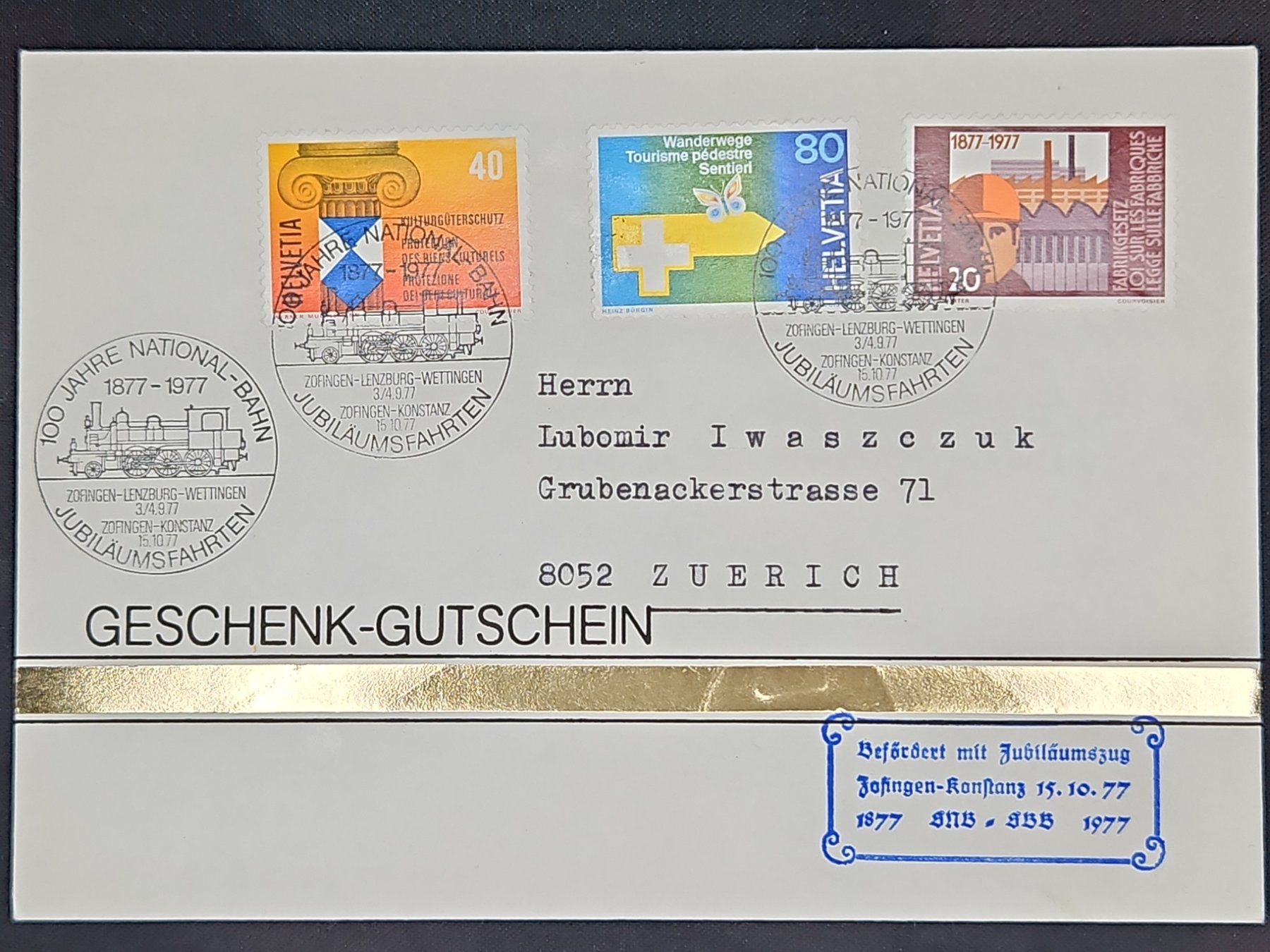 Tutti i francobolli: CL08 Enveloppe + Timbre Suisse 1977 – Usato da Cousset venduto da Patrick_Collections