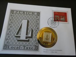 Schweiz 2018, Zürich 4, 175 Jahre  - Medaillenbrief