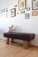 Vintage Lederbank Echtleder Massivholz Mid Century Retro 70s