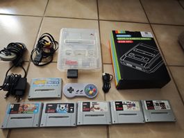 Nintendo Super NES Konsole transparent mit Zubehör Set
