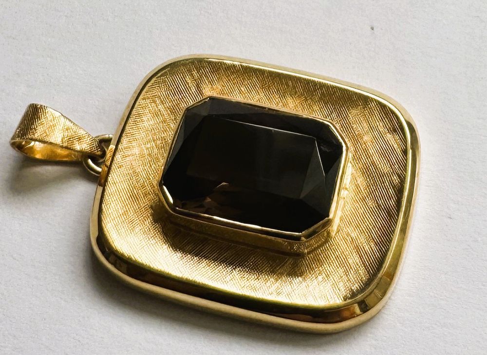 Goldanhänger 18Karat mit Rauchquarz, Vintage 4