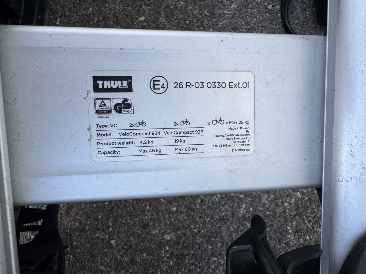 Thule Portapacchi: Thule VeloCompact 924 (2 bici) – Usato da Cottens FR venduto da d52461 4