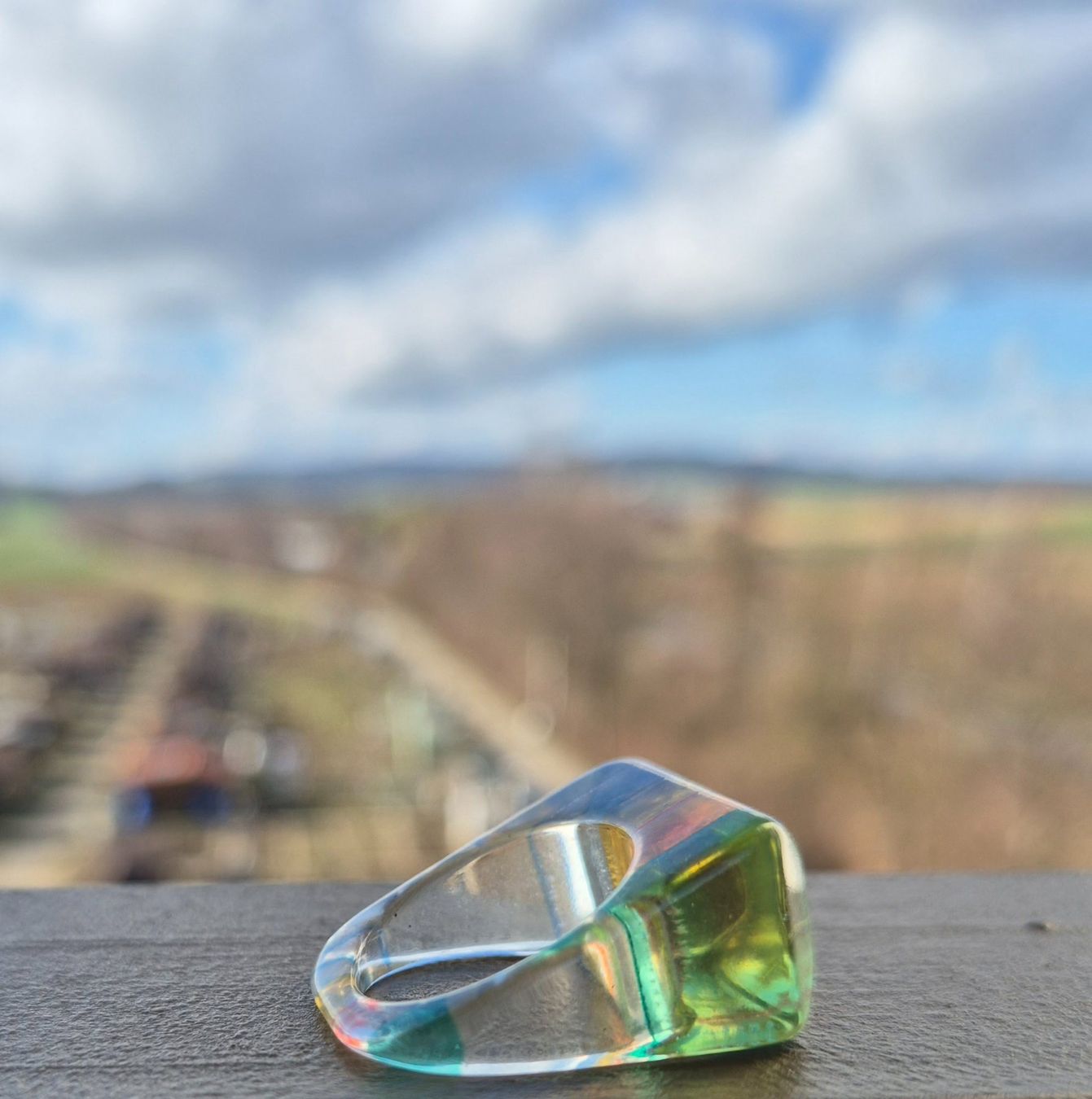 Anelli: RING FINGERRING TRANSPARENT MIT BUNTEN STREIFEN PLEXIGLAS – Nuovo (secondo la descrizione) da Elsau venduto da the-colorful-side 3