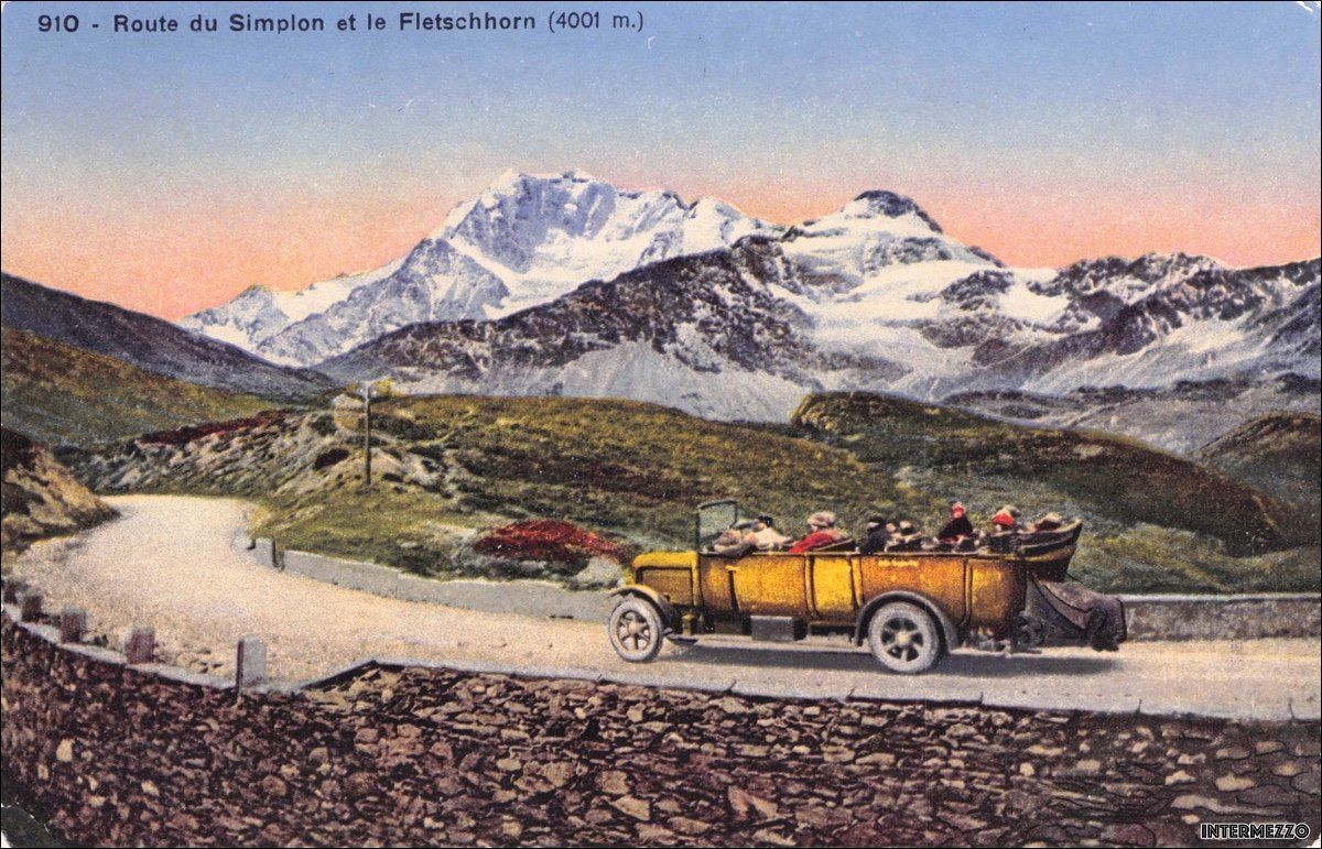 Cartoline postali: Postauto // Simplon Fletschhorn ca. 1910 – Usato da Basel venduto da intermezzo12