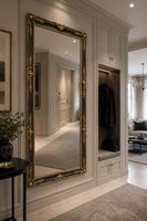 Antiker Vintage-Spiegel Schwarz-Gold-Silber 166cm × 86cm