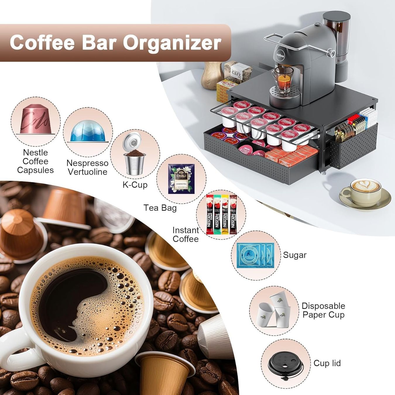 Macchine per caffè & Macchine per espresso: Kaffeekapselhalter Schwarz 2 Etagen Organizer – Nuovo e nell'imballaggio originale da Suhr venduto da SchnapperCH 4