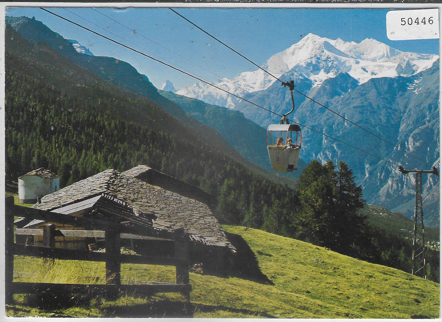 Cartoline postali: Grächen VS - Gondelbahn Hannigalp – Usato da Ettingen venduto da Kartenplanet