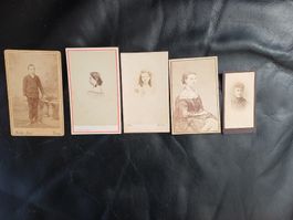 5 antike Kabinettfotos, um 1900, Sammlerstück, Rarität
