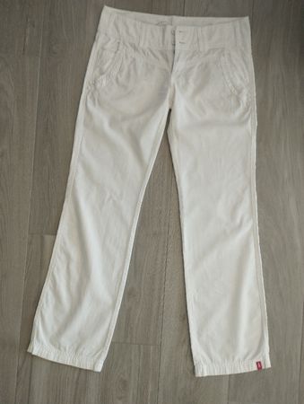 Pantalon blanc EDC by Esprit, taille 36, lin et coton