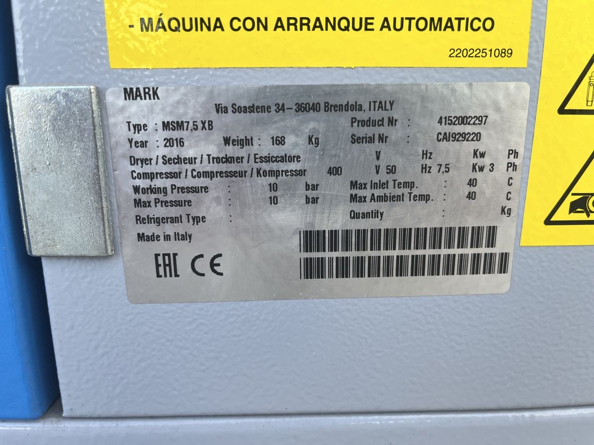Compressori: Mark Kompressor MSM 7.5kW X Maxi Schraubenkompressor – Usato da Eggenwil venduto da gotrip 5