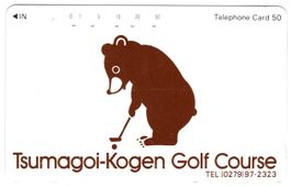 Bär beim Golf spielen - seltene Japan Telefonkarte