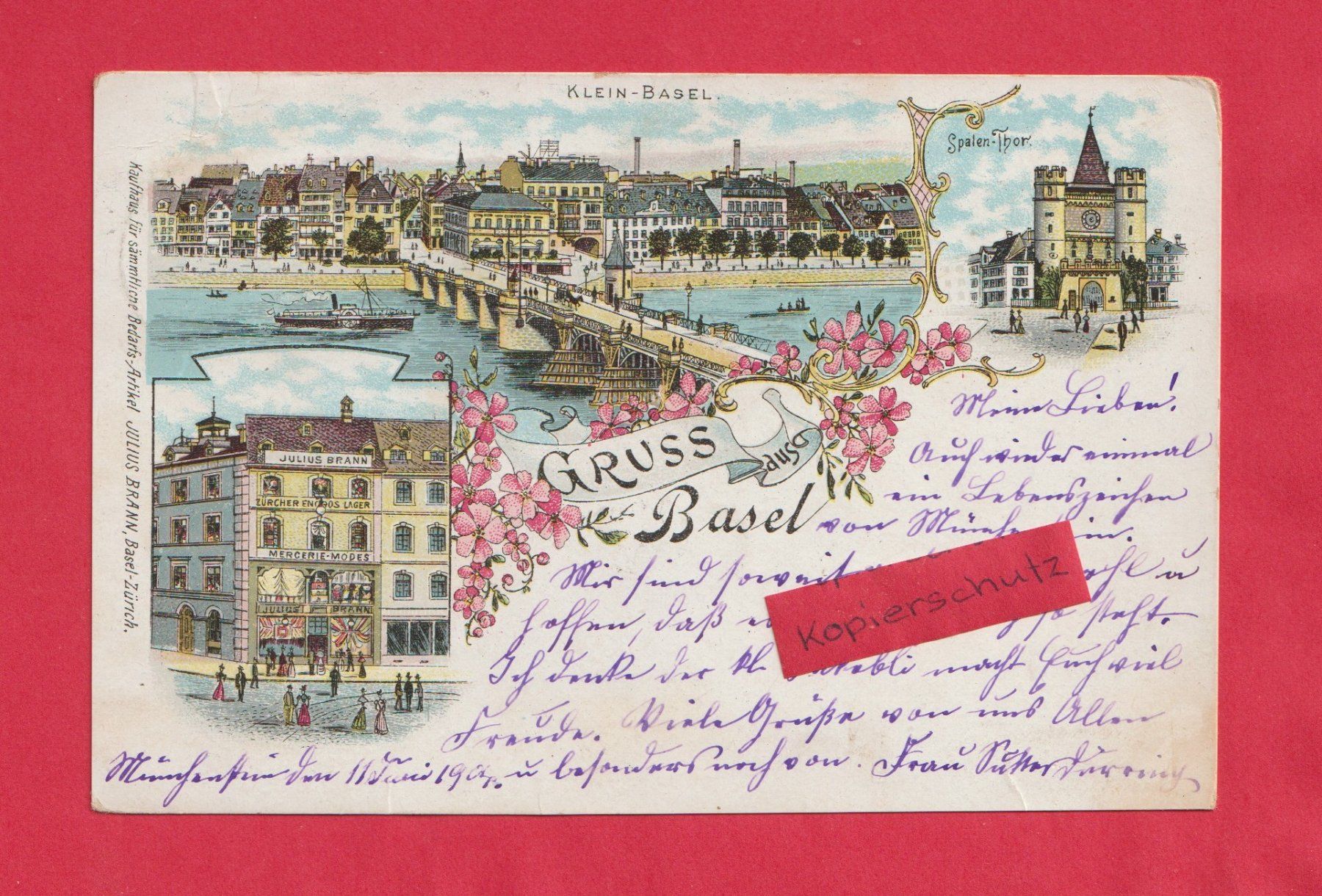 Cartoline postali: Gruss aus Basel (BS) 3-Bild Farb-Litho – Usato da Zürich venduto da Gill46