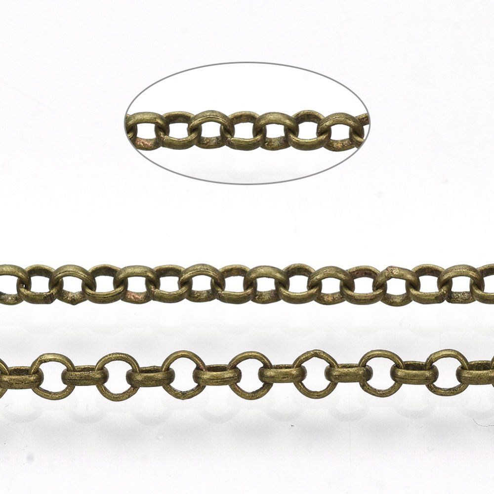 Catenine: 1m Kette  Jasseron 2.5x0.7mm alt bronze – Nuovo (secondo la descrizione) da Alpnachstad venduto da perlengaby