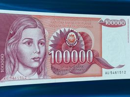 Belgrad 1989 - Jugoslawien - 100000 Dinara UNC