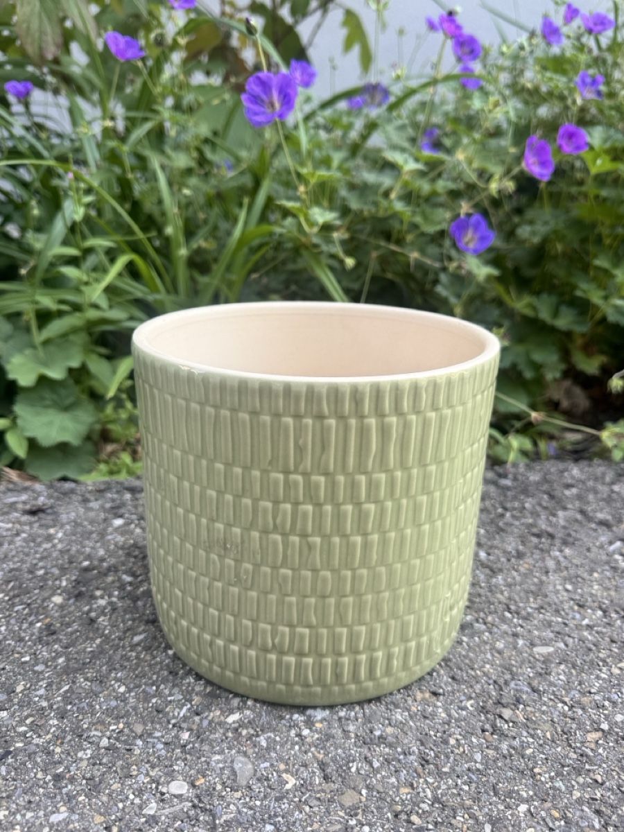 Ikea Blumentöpfe: Blumentopf Keramik hellgrün gemustert – Gebraucht aus Gibswil von Engelsgleich