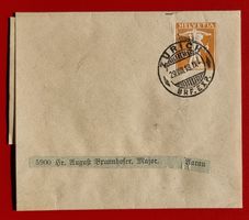 GANZSACHE STREIFBAND TELLKNABE GRATIS AARAU AARGAU 1918
