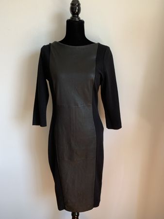 Annette Görtz: Elegantes langes Kleid,  Echtleder/Wolle, M