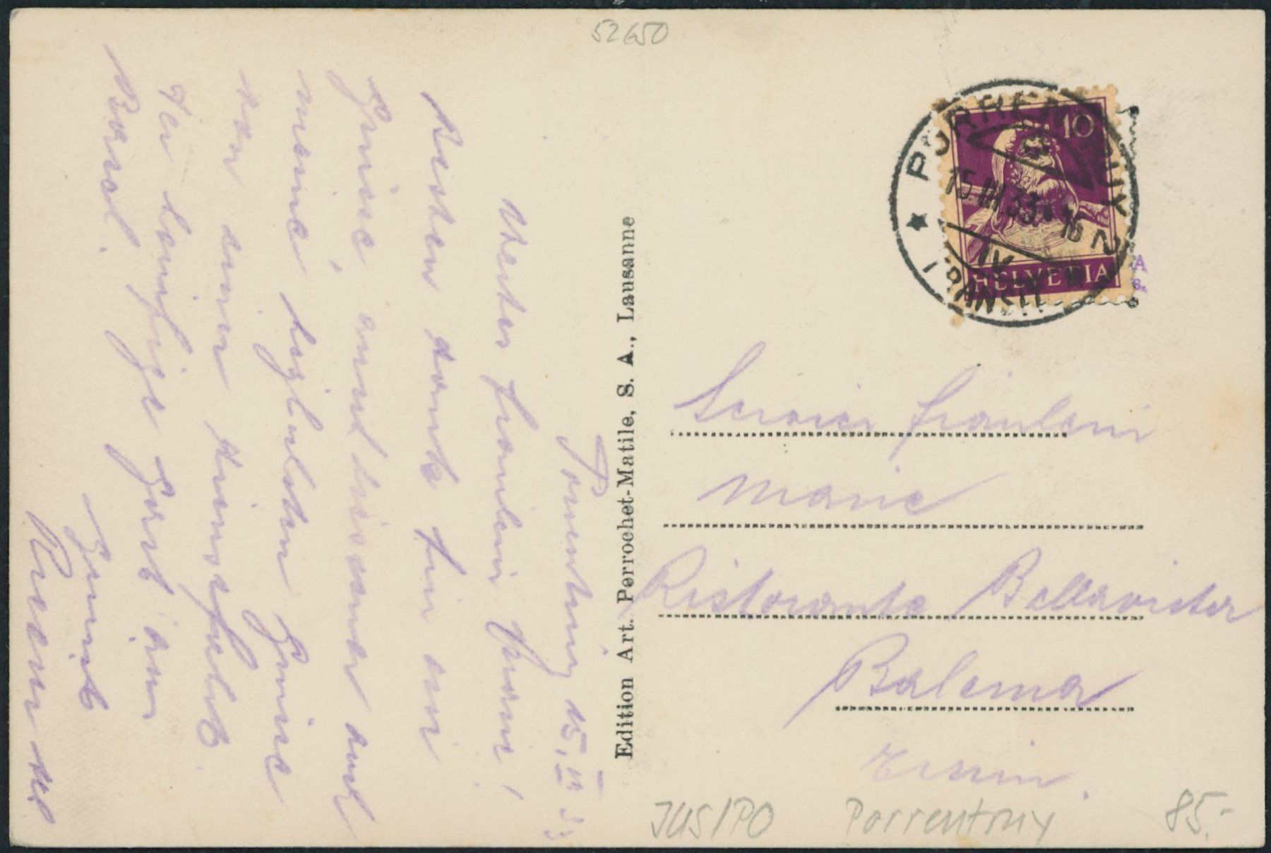 Cartoline postali: JUS Porrentruy – Usato da Schindellegi venduto da leecollect 1