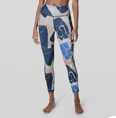 Sweaty Betty Blue Super Sculpt Printed 7/8 Legging Medium