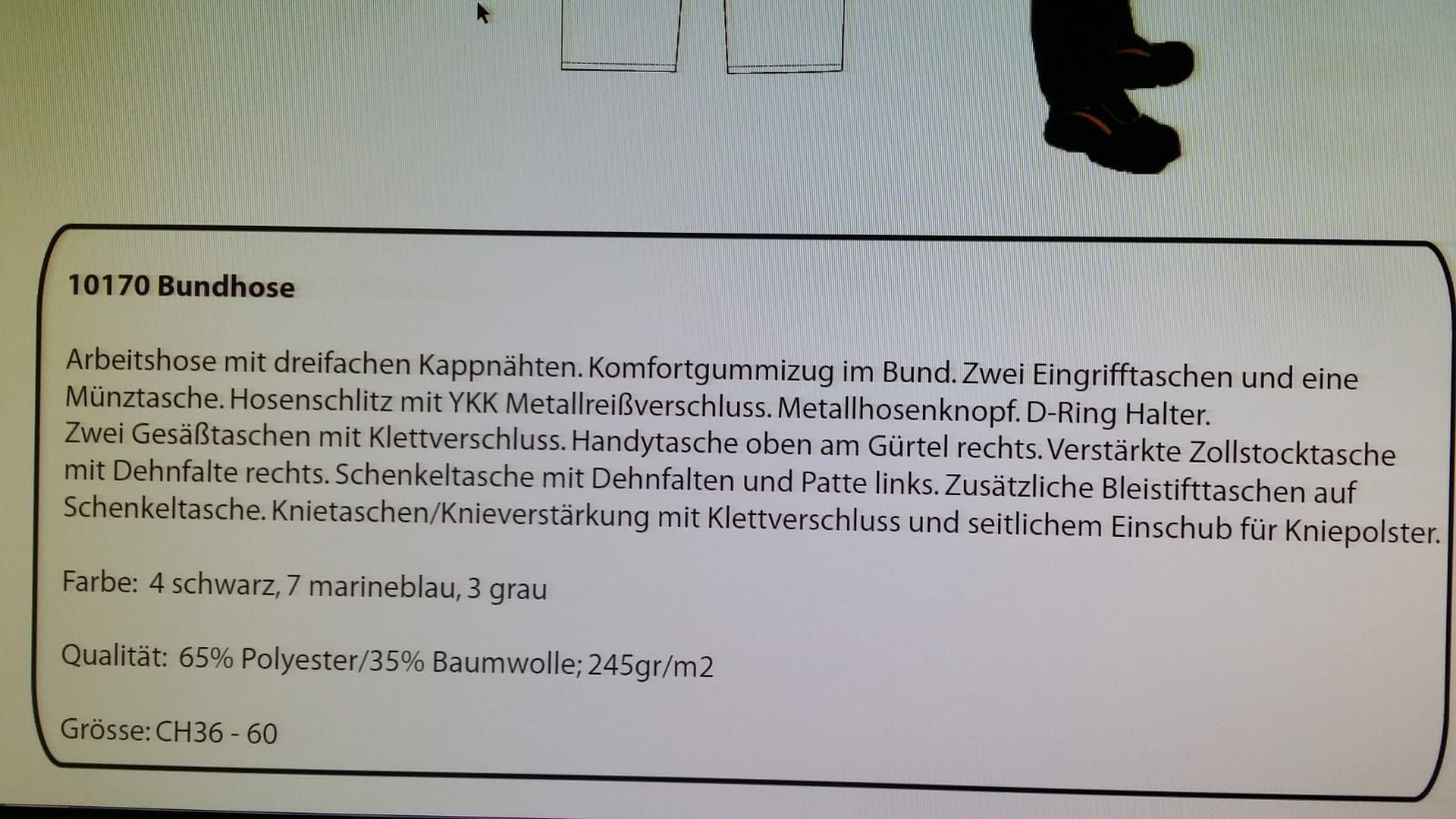 Pantaloni: Arbeitshose Gr 42 SCHWARZ (NEU) – Nuovo e nell'imballaggio originale da Bischofszell venduto da badza72 1