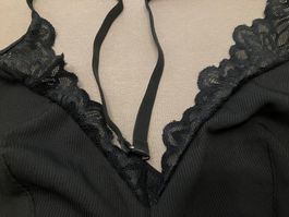 schwarze BH Bralette mit Spitze ohne Bügel, Grösse M, neu