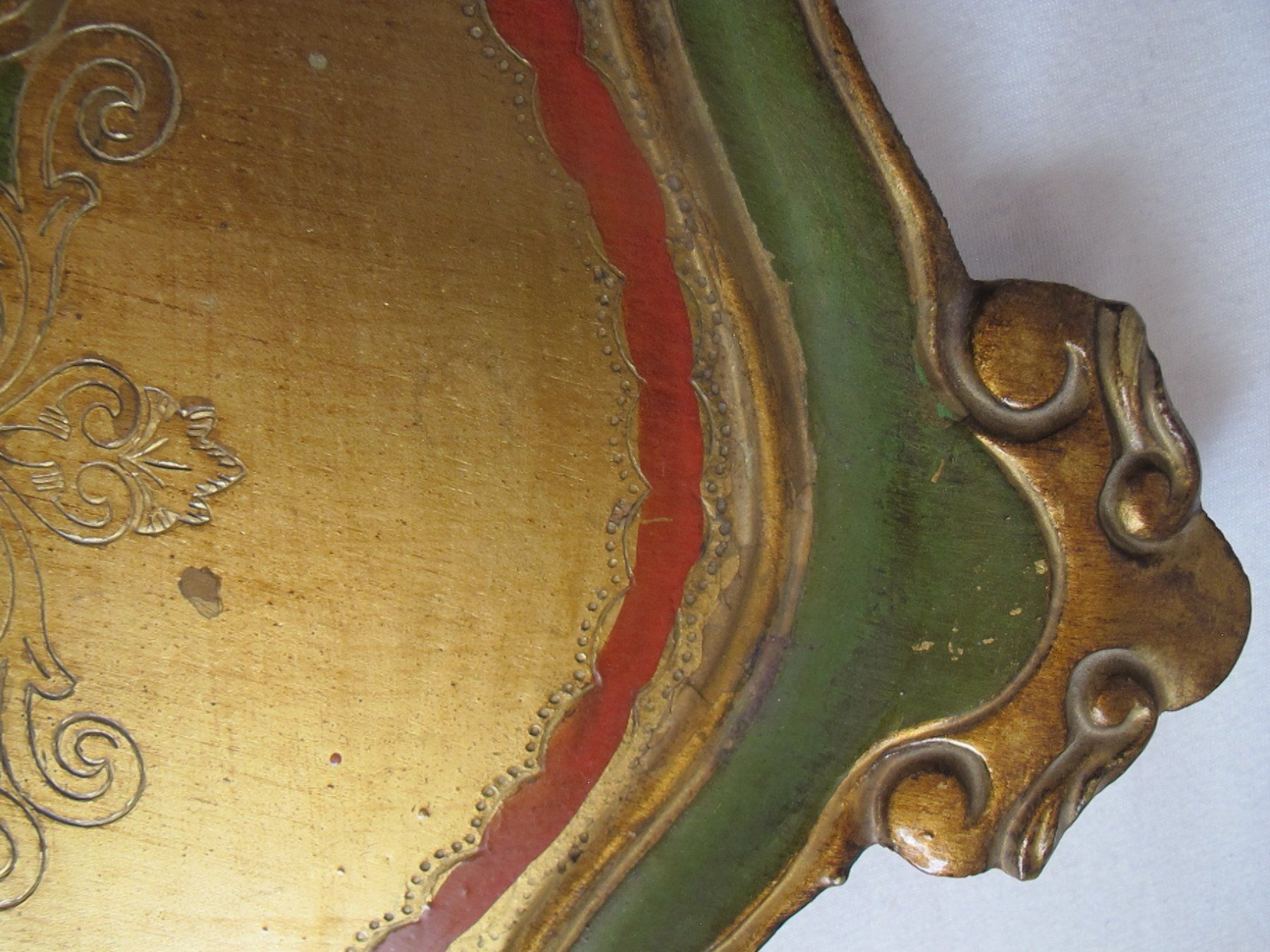 Servierplatten: Antikes Holztablett, Gold verziert, Vintage – Gebraucht aus Löhningen von Chimae67 6