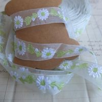 Band Tulle gestickten 3M weiss Blumen