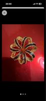 Broche vintage fleur dorée et bordeaux - Chic d'automne