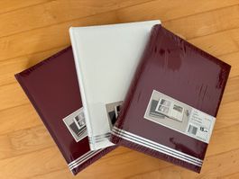 3 Fotoalben 24x30 cm weiss und bordeaux