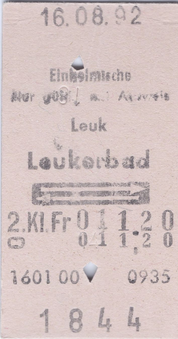 Biglietti: Billette Leuk - Leukerbad Einheimische – Usato da Langenthal venduto da Sammlungs_aus