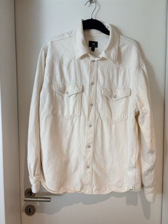 Herren Hemd H&M Denim weiss Regular Fit Grösse L 