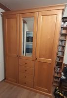 Massivholz-Kleiderschrank mit Spiegel und Schubladen