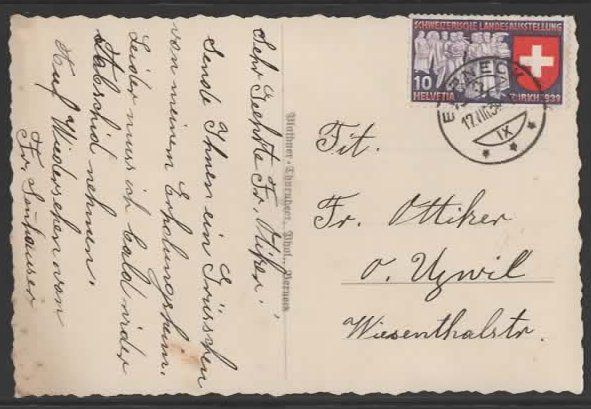 Cartes postales: BERNECK - TIGELBERG  1939  (I – D'occasion à Ruggell par Masescha 1