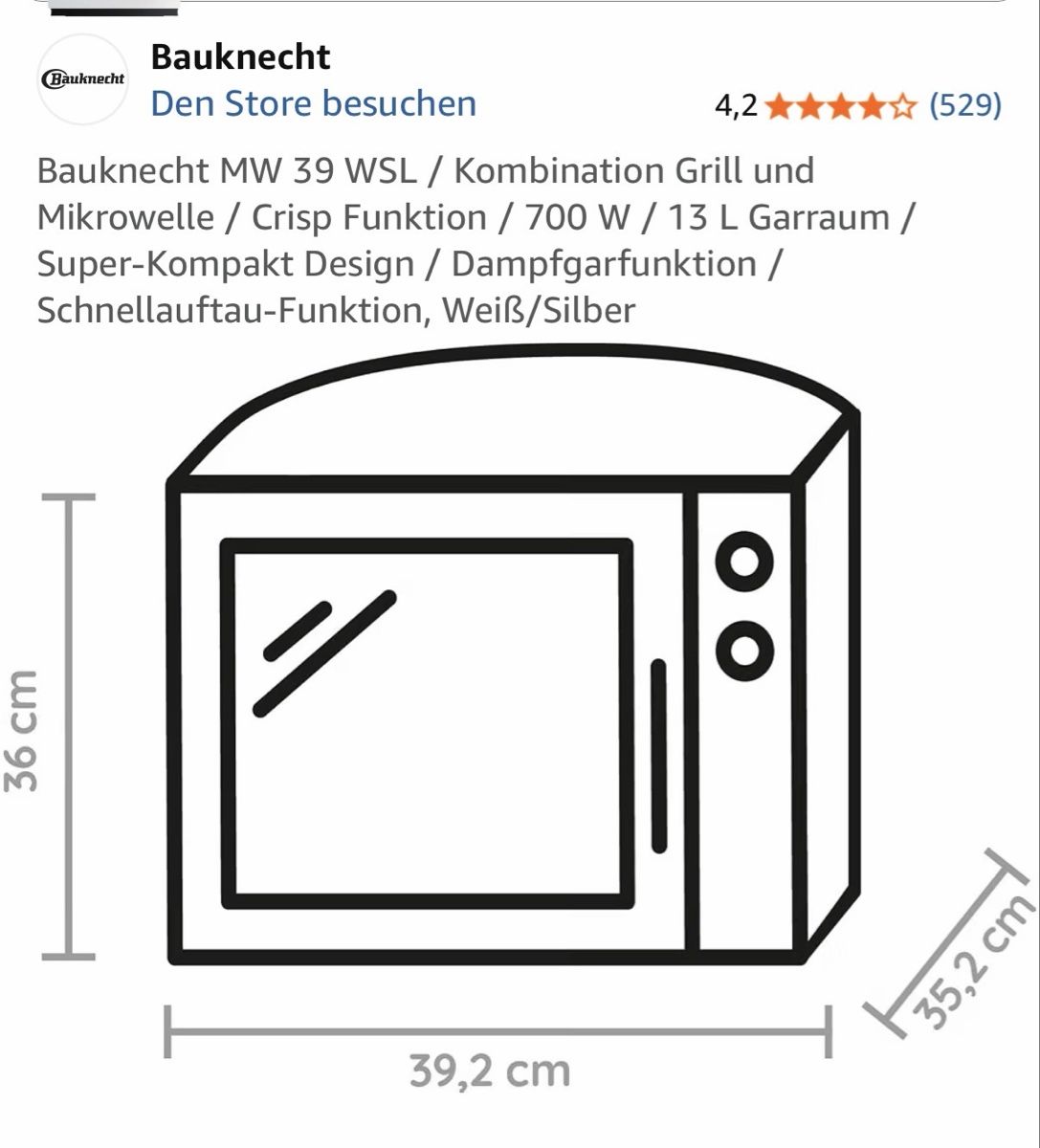 Bauknecht Elettrodomestici da cucina: Mikrowelle / Grill /Dampf Bauknecht – Nuovo (secondo la descrizione) da Gottlieben venduto da Brento 4