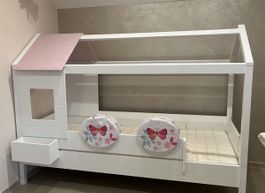 PAIDI Kinderbett Hausbett, weiss, mit Lattenrost, Top Zustan