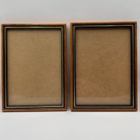 2x Holz Bilderrahmen 14.5x20 cm mit Glas Vintage Braun