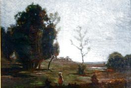 LANDSCHAFTSMALER (FR. 19/20. Jh.) Baumlandschaft mit Bäuerin