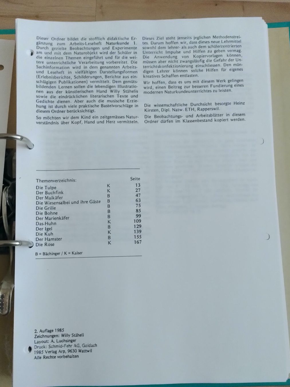 Libri: NATURKUNDE 1/ ORDNER MIT ARBEITSBLÄTTER – Usato da Brugg AG venduto da olamim 1