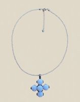 Vintage Style Cross Necklace - Blue Stone Bead Detail