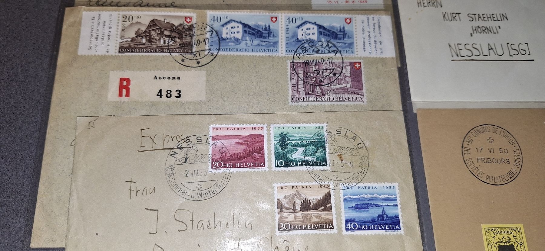 Tutti i francobolli: 7 div. Pro Patria Briefe  – Usato da Balgach venduto da SIMEON27 4