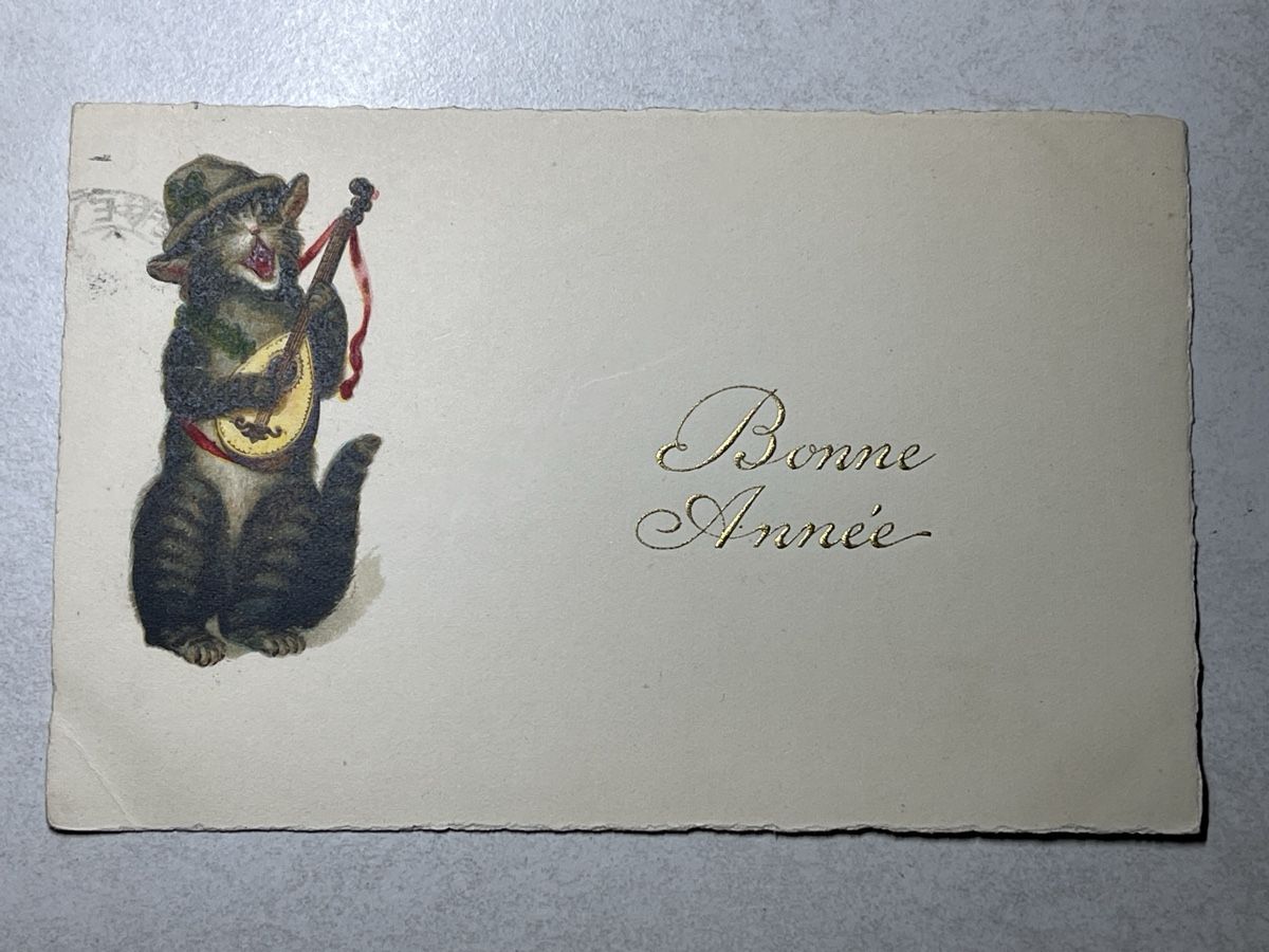 Cartoline postali: Katze mit Mandoline, Vintage! – Usato da Strengelbach venduto da Aschatan5
