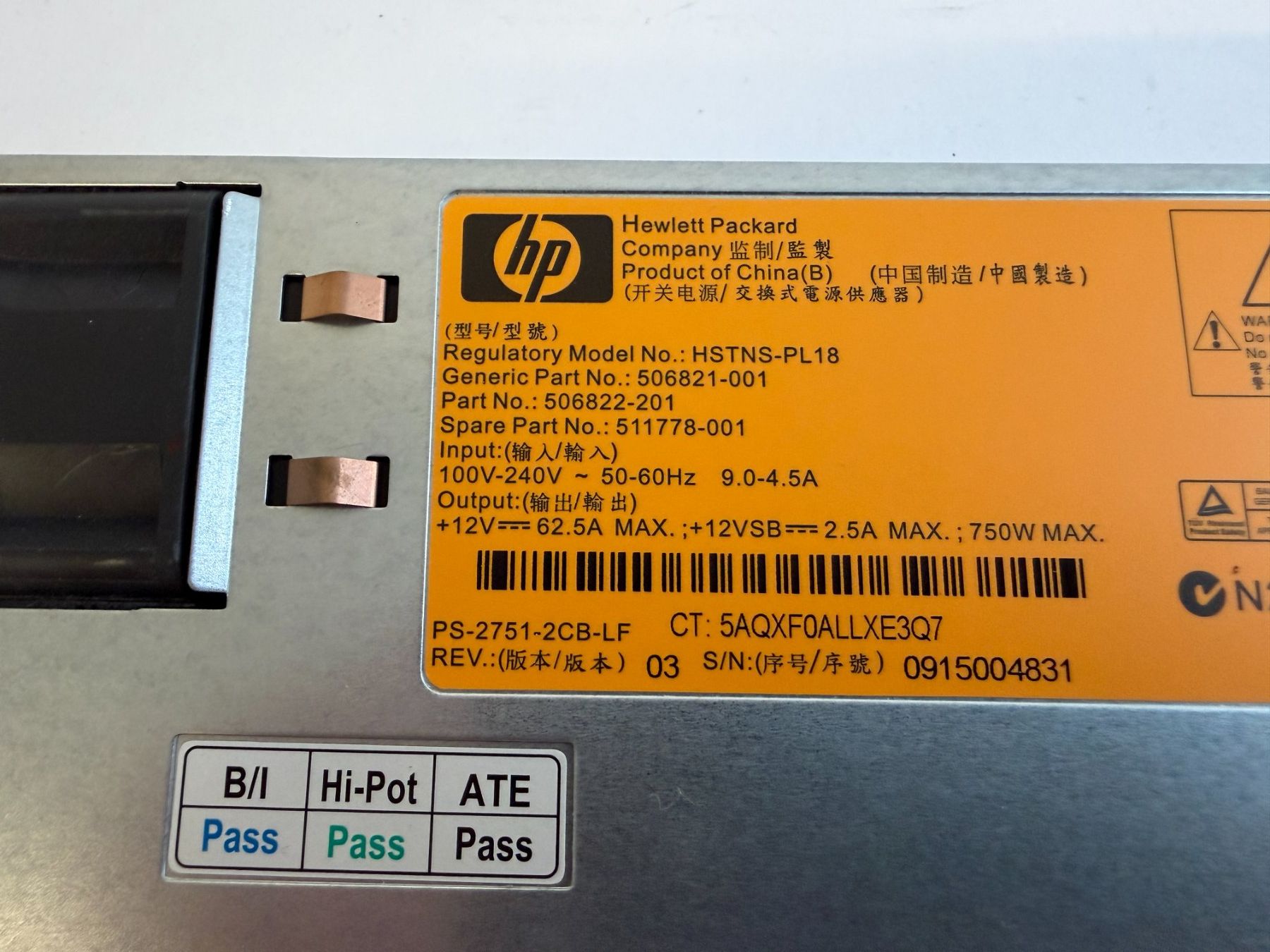 Hewlett Packard Server: HP Power Supply 750W, Hot Plug, Server ProLiant – Usato da Huttwil venduto da Thoste 2