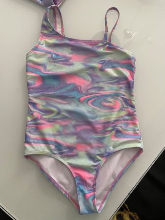 Mädchen-Badkleid 128 ,bunt -glitzer